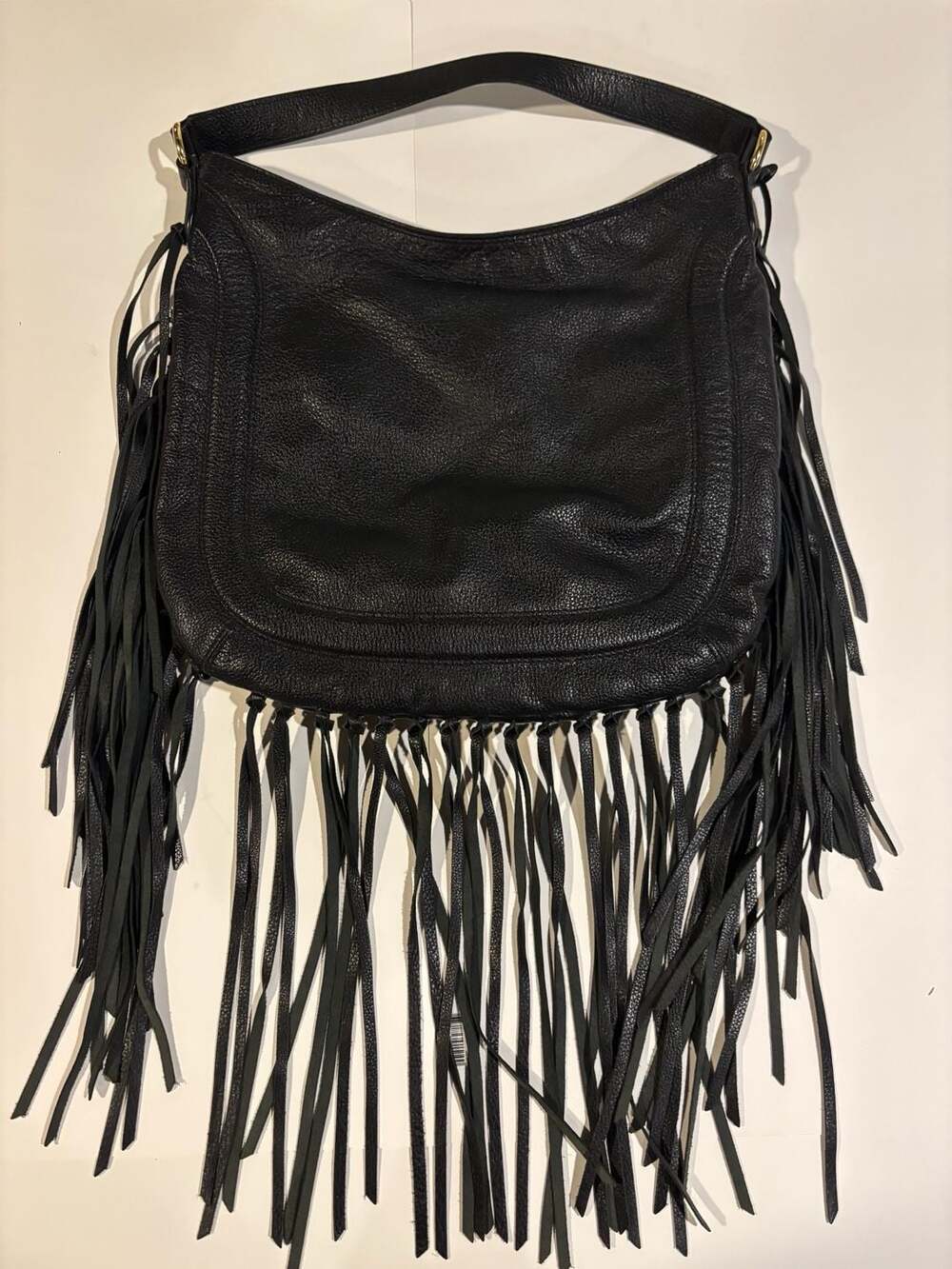Lauren Ralph Lauren Black Leather Fleetwood Fringe Hobo Bag Purse - Picture 4 of 5
